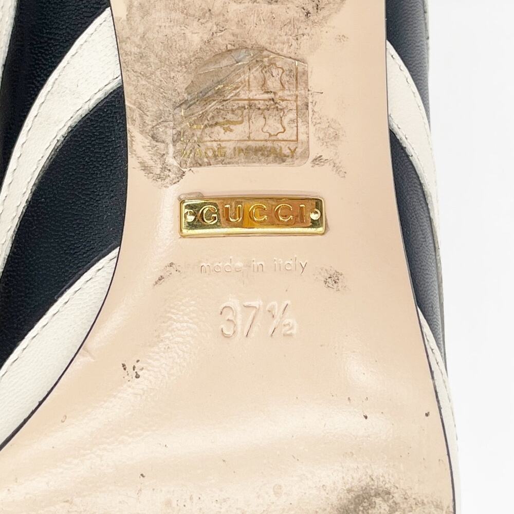 Gucci Marmont Kiltie Zebra Stripe Black White Leather Block Heel Pumps IT 37.5 - Picture 14 of 16